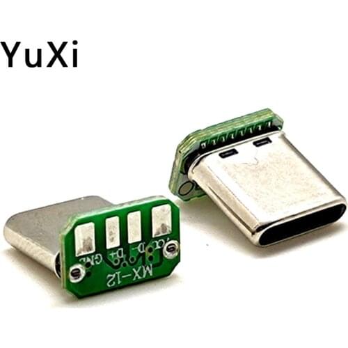 YUXI 1PCS TYPE C Male Vertical 16Pin Data With PCB Board USB With Board Male Connector