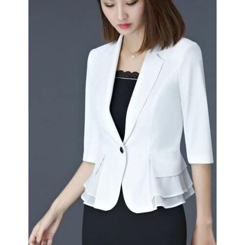 Thin Slim Suit Women 2021 Spring Summer New British Style Casual Blazer 3/4 Sleeve Jacket Solid Color Fashion Coat Clothes X279