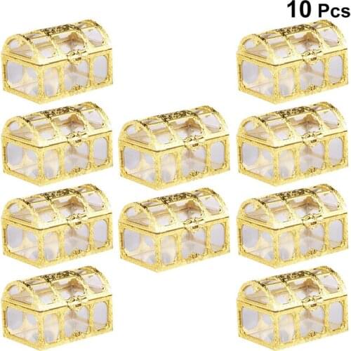 10pcs Candy Box Treasure Chest Shape Sugar Containers Holder Gift Storage Case Party Wedding Hand Gift Hollow Ferrero Candy Box