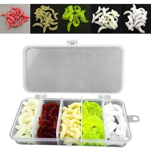 100pcs Fishing Lures 1inch Worm Trout Bass Baits Perch Tackles Tools Lure