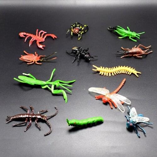12pcs Childrens Toys Gift Chameleon Centipede Spider Beetle Insect Scorpion Toy Animal Collection Models Action Figures