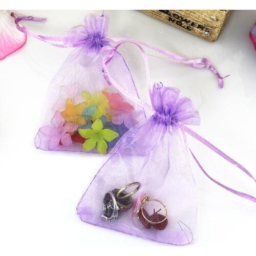 13x18cm (5.11"x7.08") 100pcs Light Purple Organza Pouch Gift Candy Jewelry Packaging Drawable Bags Wedding Party Favor Pouches