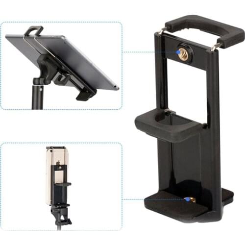 2In1 Tripod Mount Phone Tablet Holder Clip for iPhone Cellphones Clamp Stand