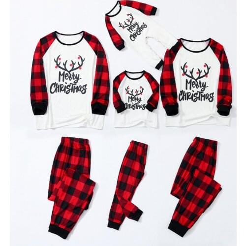 2020 Christmas Family Matching Pajamas Set Deer Adult Kid Family Matching Clothes Top+Pants Sleepwear Set Baby Romper TELOTUNY