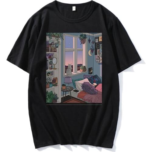 2021 New Style Hot Sale Clorhing City Night Illustration Print Coupe Popular Fashion T-shirts Unsiex Classic Cotton Trip TShirts