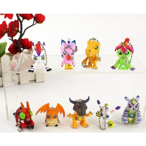 3-5cm 8pcs/lot Digimon Adventure Agumon Gabumon Patamon Tailmon Gomamon Piyomon Figure Toy PVC Model Keychain Doll