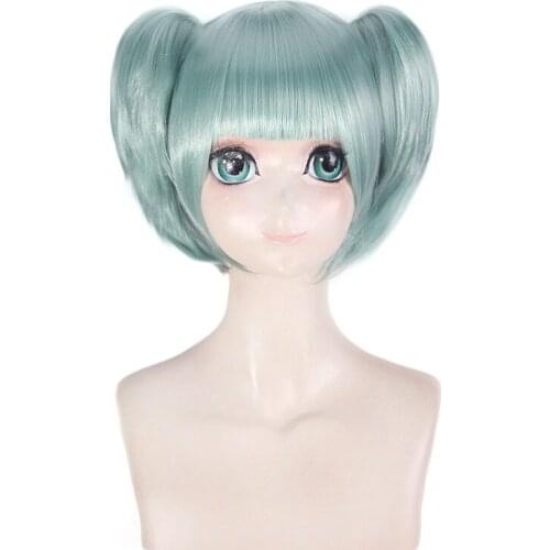 30cm Anime Assassination Classroom Cosplay Kayano Kaede Wig Role Playing Wigs Halloween Cosplay Short Light Green Hair Wig Cap