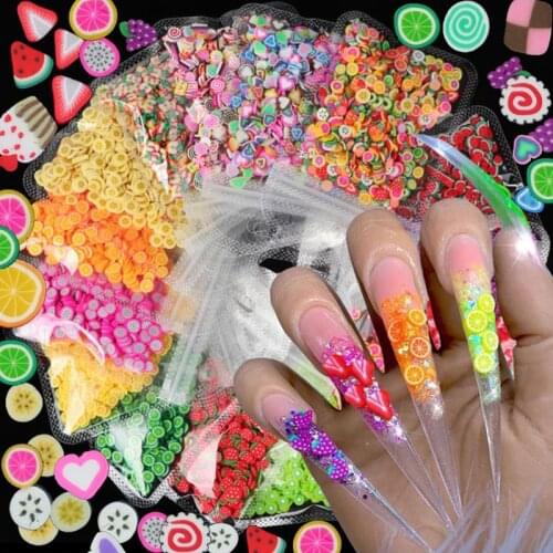 3D Mixed Fruit Candy Tiny Slice Binder Polymer Clay Strawberry Grape DIY Nail Design Accessories Tool Nail Art Decoration