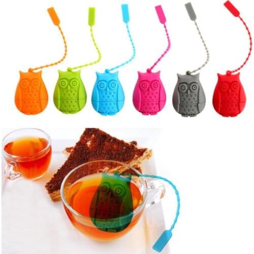 4.1*5.5cm Owl Shaped Food Grade Silicone Empty Teabags Strainers Herb Tea Infusers Loose Leaf Filters LX6462