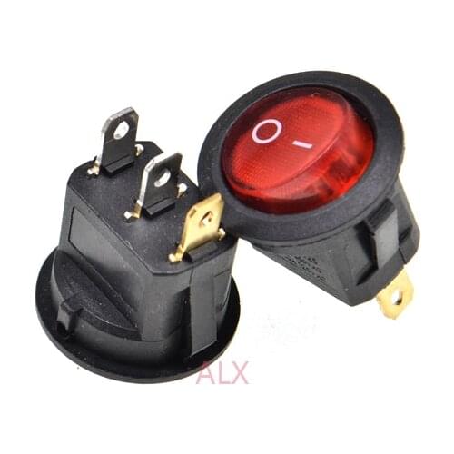 5PCS AC 3PIN RED with light Push Button rocker Switch ON/OFF power switches 6A/250V 10A/125V for car water dispenser 3 pin