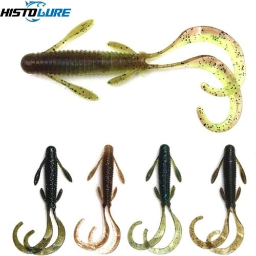 5pcs/Lot Soft Baits 100mm 6g Fishing Lures Bass Double Tail Soft Lure Salt-Smell Artificial Bait Predator Tackle
