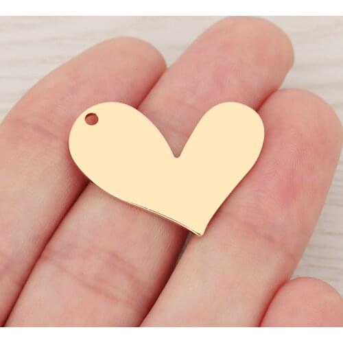 6pcs/lot Genuine Gold Plating Love Heart Charms For DIY Earrings Jewelry Crafts Making 26x22mm