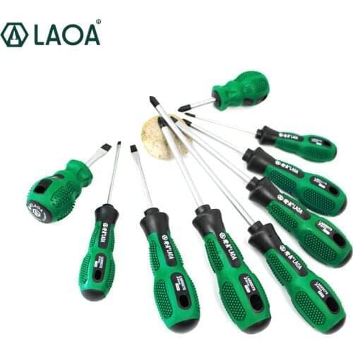LAOA 6PCS/9PCS Screwdrivers Set Cr- V Screw Driver Slotted and Phillips Screwdrivers Hand Tools Kit