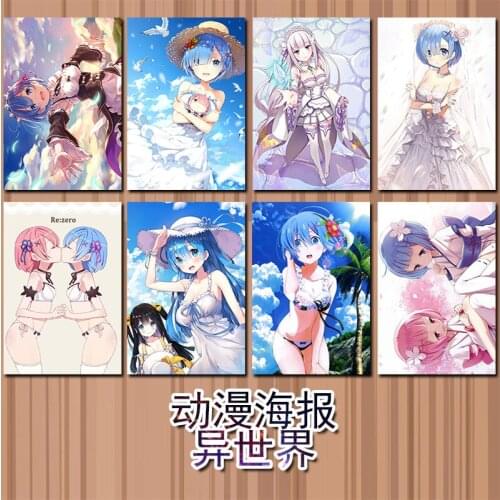 8pcs/lot Anime Re:Life in a different world from zero Hajimeru Isekai 42*29cm Paper posters for Living Room Home Art Decoration