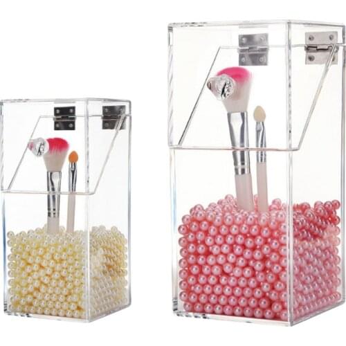 Acrylic Fashionable Storage Box Can Be Flipped Square Portable Transparent Makeup Pad Cosmetic Container Jewelry Storage Box