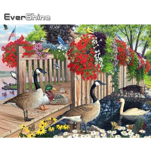 Evershine 5D DIY Diamond Embroidery Duck Animals Cross Stitch Diamond Painting Garden New Arrival Mosaic Sale Halloween Gift