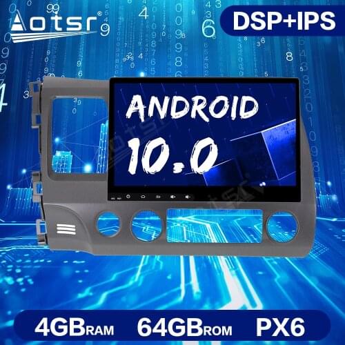 Android 10.0 64GB DSP Car DVD Player GPS Navigation For Honda Civic 2007-2011 Radio Recorder Auto Stereo Multimedia Head Unit