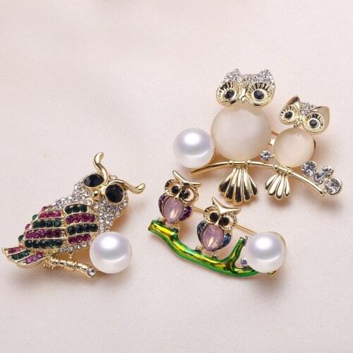 DIY MIX OWL Animal Design Brooch Pin Mountings Findings Settings Base Women Accessories for Pearls Agate Jade Crystal Beads