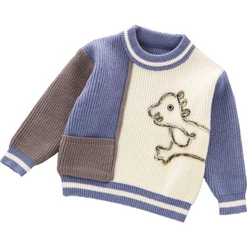 Childrens sweater 2020 Lovely autumn winter pony sweater boys and girls matching color crew-neck pullover neutral casual top
