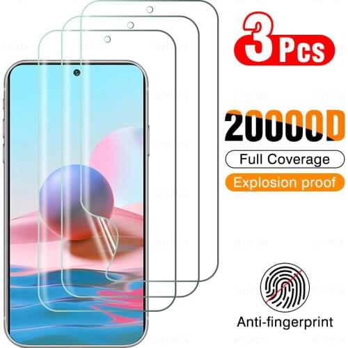 3Pcs Full Cover Hydrogel Film For Redmi Xiaomi Note10 M2004J7AC 6.43" Phone Protective Film Screen Protection Protector Not Glas
