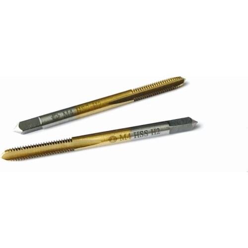 Free shipping of 2PCS HSS6542 made Full CNC grinded 2pcs M2-M6 Machine straight flute Taps Screw Taps for steel metal workpieces