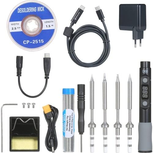 Mini Electric Soldering Iron with Digital Tube Display Intelligent Soldering Iron Kit with 45W PD Power Adapter and 4 Iron Heads