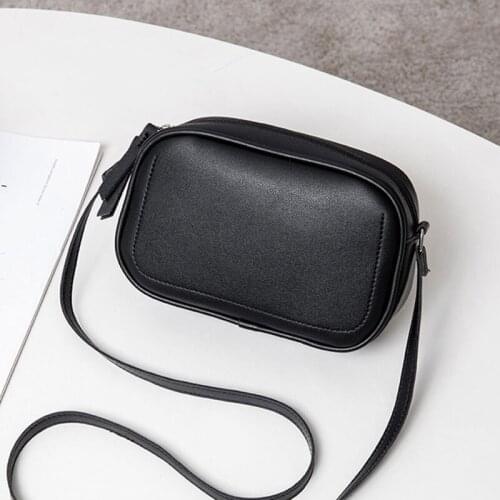 Solid Color Small Women Messenger Bag PU Leather Female Handbag Purse Simple Shoulder Tote Day Clutch