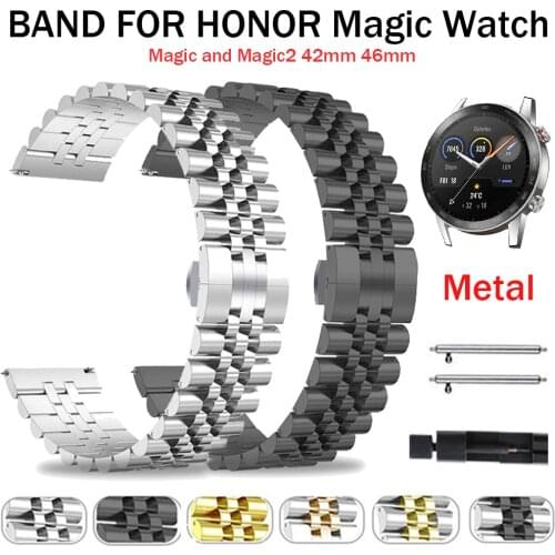 New 20mm 22mm Stainless Steel Luxury Strap for HONOR Watch Magic 2 46mm 42mm Metal Watchband for HONOR Watch Wrist Band Bracelet