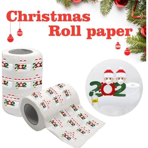 Christmas Toilet Tissue Home Santa Claus Print Bath Toilet Roll Paper Christmas Supplies Xmas Decor Tissue Roll