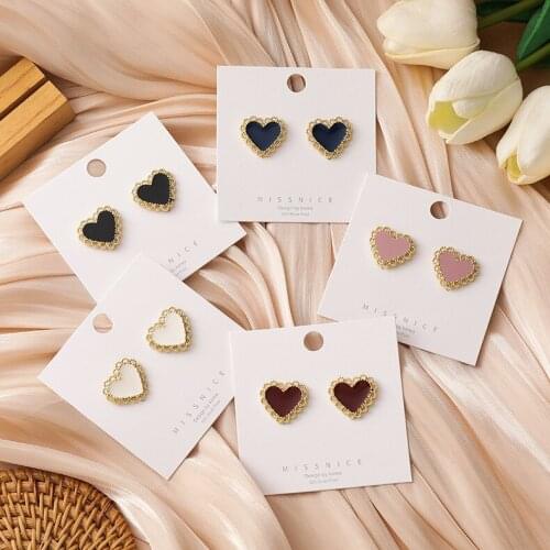 Classic Fashion Korean Colorful Heart Small Stud Earrings For Women Brincos Wedding Party Temperament Jewelry Earrings Femme