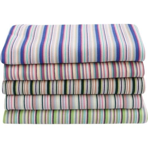 Width 55'' Simple Rainbow Stripe Cotton Elastic Knitted Fabric By The Half Yard For T-Shirt Short Sleeve Vest Dress Material