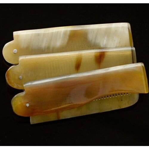 Foldable Horn comb Portable Folding Comb Anti-Static Hairbrush Handmade Natural Ox Horn Combs F20171425