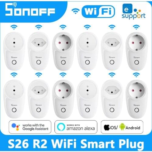 Sonoff S26 R2 Wifi Smart Socket Switch Plug E-WeLink App / Voice Remote Control Power Timing Socket Works With Alexa Google New
