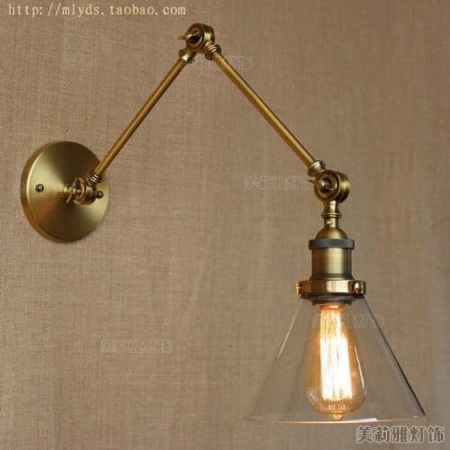 Modern Vintage Loft Adjustable Industrial Metal Wall Light retro swing arm brass wall lamp country style Sconce Lamp Fixtures