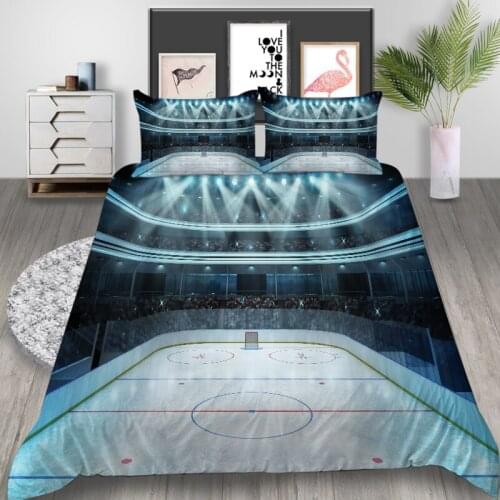 Thumbedding Ice Court Bedding Set For Ice Hockey Enthusiast Duvet Cover King Queen Twin Full Single Double Unique Design Bed Set