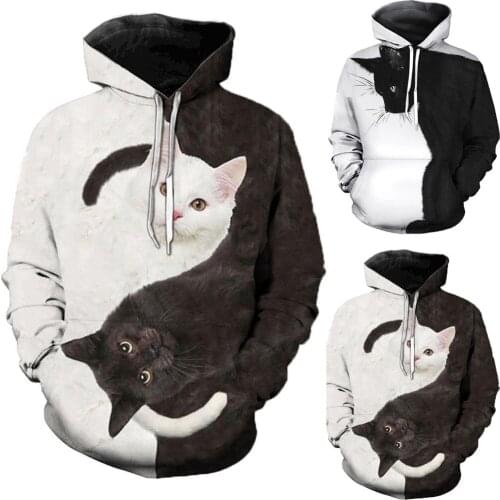 40# Women Men Oversized Hoodie Sweatshirt With Print Casual Cats Printed Long Sleeve Top Pullover Sweatshirt Jacket Harajuku