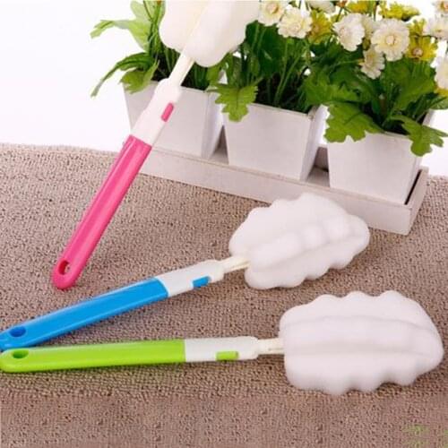 Vertical Storage Cup Brush with Long Handle 18.5cm Long Baby Bottle Sponge Brush Kitchen Accessories for Wine Glass TS2