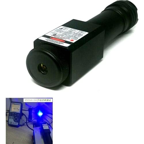 High Power Waterproof 450nm Blue Laser Pointer Torch Focusable Dot Spot Diving Portable Flashlight 450T-5000