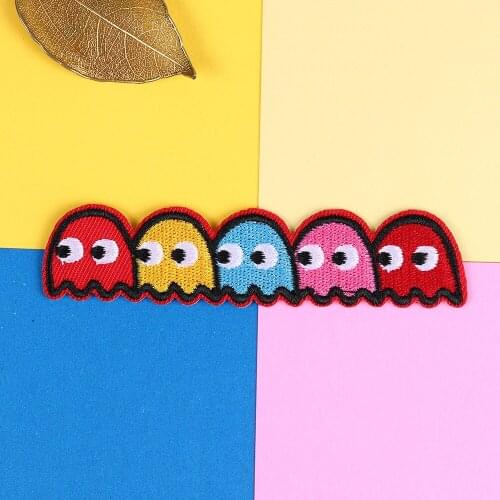 1PCS Cartoon bean worm patches for ironing, diy clothes, embroidered badges, sewing applique, adhesive patches