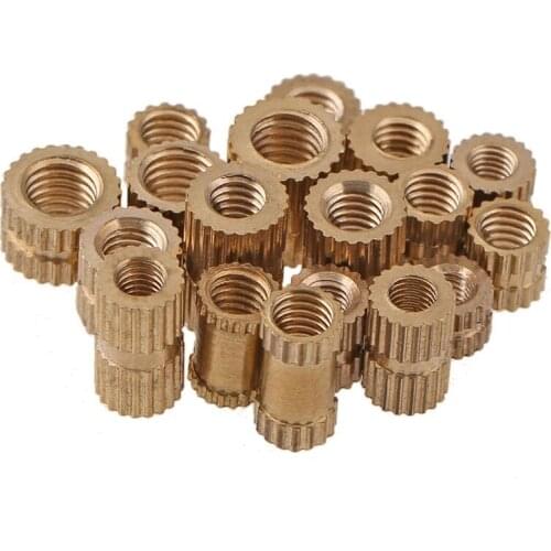 100pcs M4 Brass Inserts Nuts Brass Knurl Nut Embedded Fastener, ID 4mm Brass Insert Knurled Nuts for Injection moulding