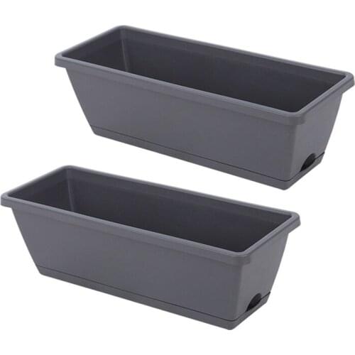 2 Packs Self Watering Planters Rectangular Plant Pot, Modern Decorative Flower Pot/Window Box for All House Plants
