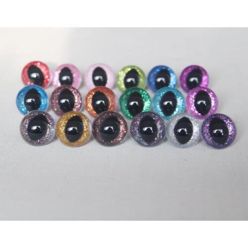 20pcs/lot N18 12mm 13 14 15 18 25mm plastic glitter clear safety toy cat eyes + glitter +hand washer--color option