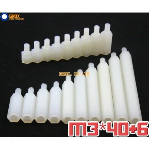 50 Pieces Nylon M3 x 40 + 6mm Female to Male PCB Motherboard Standoff Hex Spacer