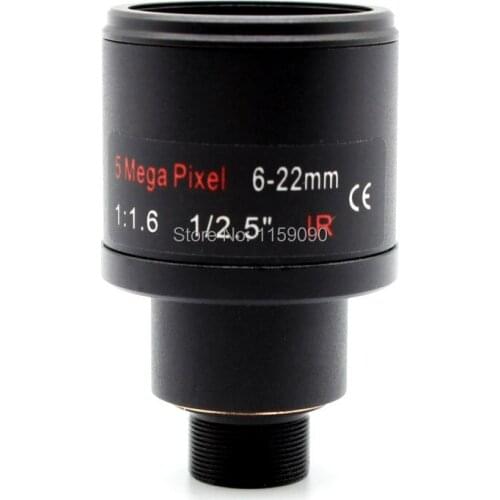 6-22mm High Resolution HD 5.0Megapixel Varifocal Lens M12 Mount F1.6 For HD CCTV Camera