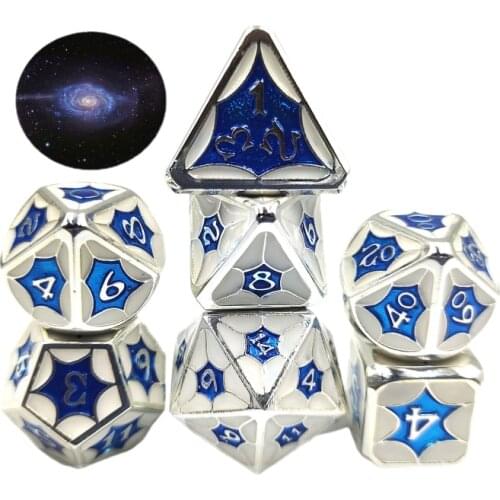 7 Pcs/Set Alloy Metal Polyhedral Dices D20 D12 D10 D8 D6 D4 for DND RPG MTG Tabl XXUF