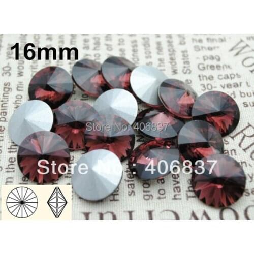 Free Shipping! 100pcs/Lot, 16mm Light Burgundy Crystal Rivoli Fancy Stones, Chinese Top Quality Crystal Rivoli