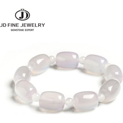 JD Big Size 13*18mm/10*14mm Natural Stone Strand Beads Bracelet Reiki Healing Natural White Agate Barrel Bead Charms Bracelets
