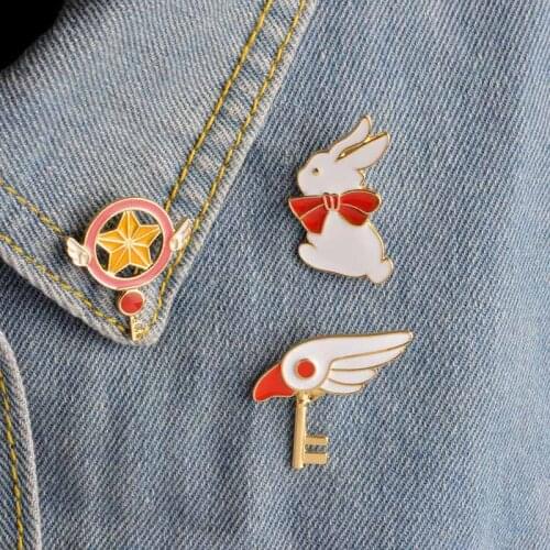 Cartoon Bunny Bird Star Key Brooch Bag Clothes Backpack Lapel Enamel Pin Badges Cartoon Jewelry Gifts For Friends Women