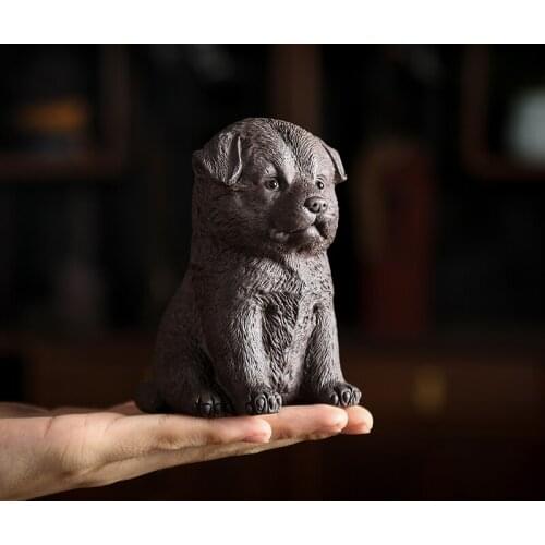 Handmade Purple Clay Tea Pet Ornaments Can Raise Zisha Zhaocai Dog Wangcai Cute Creative Tea Set Tea Play Zodiac Dog