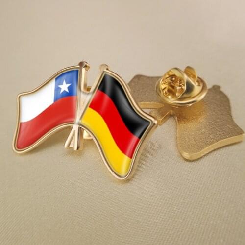 Chile and Germany Crossed Double Friendship Flags Lapel Pins Brooch Badges
